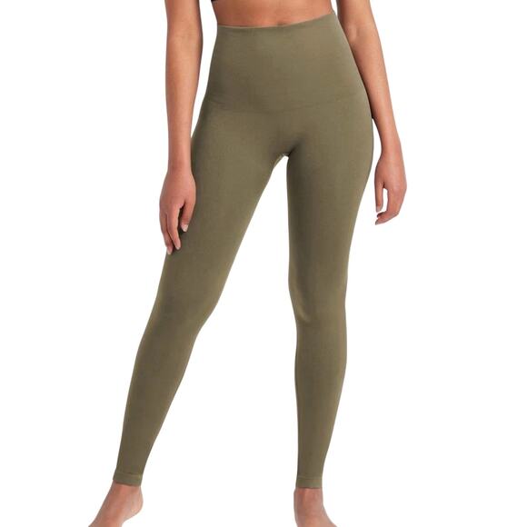 Shapermint Empetua Olive Green Seamless Comfort Mid-Waist Shaping Leggings M - Picture 1 of 3